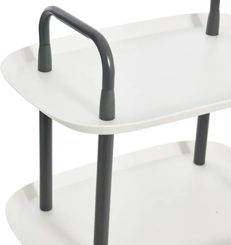 Miniatura 5 de Main + Mesa Carrito moderno de plástico y metal de 3 niveles, blanco y gris oscuro
