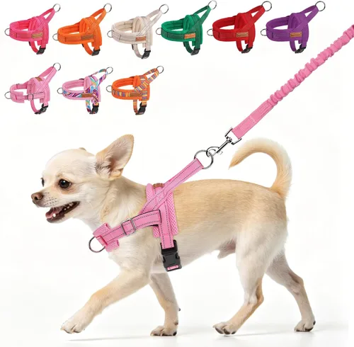 Miniatura 11 de BEAUTYZOO Arnés para Perros Pequeños, Juego de Arnés y Correa sin Tirones, Arnés de Chaleco para Cachorros Suave a Prueba de Escapes con Manija
