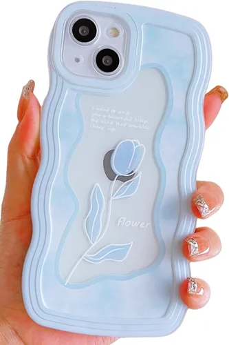 Miniatura 9 de Funda compatible con iPhone 11 transparente con diseño floral para mujeres y niñas, bonita funda estética de flores onduladas, suave a prueba