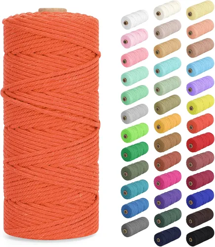 Miniatura 19 de Cordón de macramé de 0.079 in x 380 yardas (1140 pies), cuerda de algodón natural para colgar en la pared, ganchos de plantas, manualidades, Beige