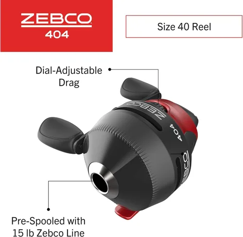 Miniatura 5 de Zebco 202 y 404 - Carretes Spincast y Combos de caña de pescar (paquete de 2), caña de pescar de 2 piezas de 5 pies y 6 pulgadas, tamaño 30 y 40