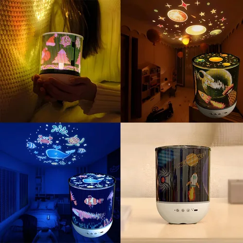 Miniatura 4 de Colorful Life Proyector dinámico de galaxia de luz nocturna para niños, luz musical, lámpara espacial giratoria con proyección animada, versión