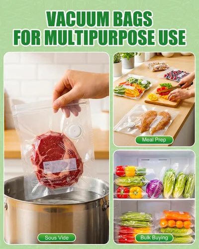 Miniatura 7 de RIWUSI 30 bolsas selladoras al vacío reutilizables para alimentos con válvula de aire y 10 clips de sellado, pequeñas (8.2 x 8.7 pulgadas), bolsas