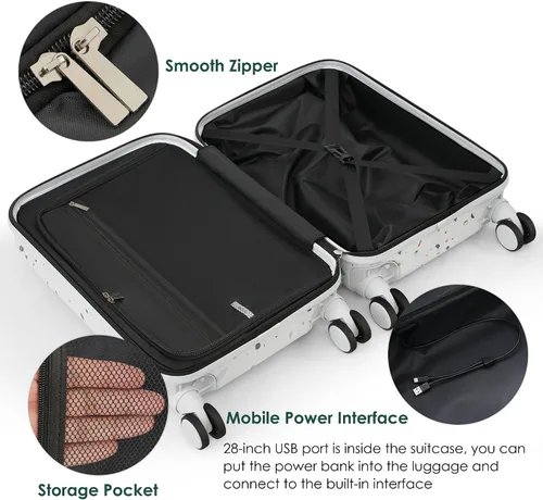 Miniatura 41 de Merax Juego de equipaje rígido ABS expandible de 3 piezas con rueda giratoria Maleta TSA Lock Suit Case, Negro -, Juego de 2 piezas, Equipaje