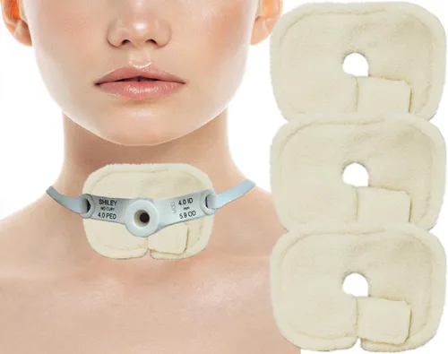Miniatura 9 de Paquete de 3 almohadillas para traqueotomía, fundas reutilizables para tubo de traqueotomía, almohadillas de soporte para tubo de traqueotomía, Rosa