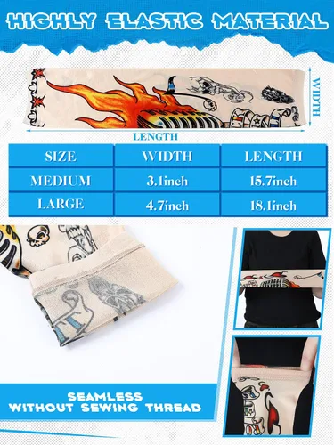Miniatura 31 de Boao 20 piezas de mangas de brazo de enfriamiento para hombre, manga larga sin dedos, antideslizante, protección UV, mangas temporales para tatuajes