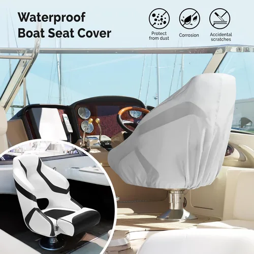 Miniatura 7 de PEXMOR Asiento de barco deportivo premium abatible para capitán con asiento de cubo para barco, cubierta de asiento de barco impermeable, bisagras