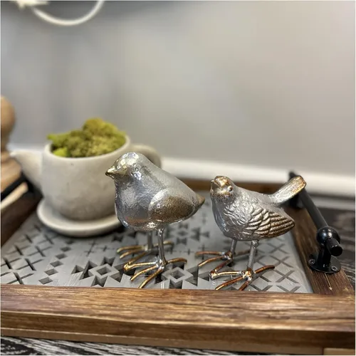 Estatua de pájaro de hierro fundido, figura coleccionable de pájaro de estilo vintage, decoración de mesa de arte rústico, escultura de animales