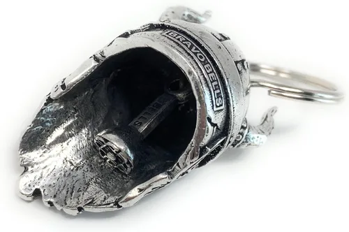 Miniatura 4 de Bravo Bells Viking Warrior Skull Bell - Accesorio de campana de motociclista o llavero para buena suerte en la carretera - Fabricado en los Estados