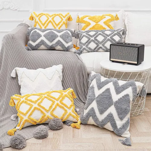 Miniatura 2 de PLWORLD - Funda de almohada con diseño boho de diamantes (1 unidad)