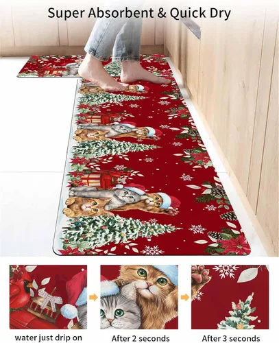 Miniatura 4 de Tapete de baño de Navidad para bañera, antideslizante, de secado rápido y absorbente, de tierra de diatomeas, tapete de cocina, tapete de cocina