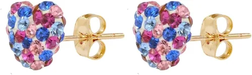 Miniatura 6 de AVORA Aretes de oro amarillo de 10 quilates de 0.315 in con cristales Swarovski