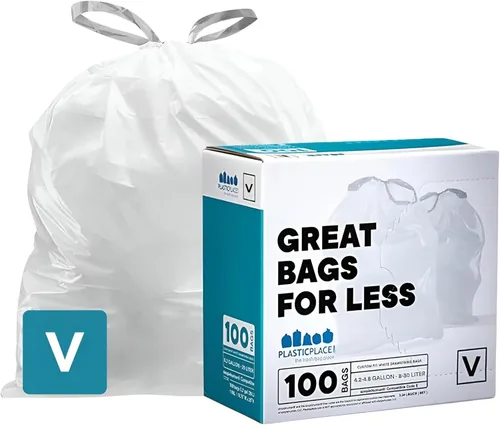 Miniatura 7 de Plasticplace Bolsas de basura de ajuste personalizado, compatibles con simplehuman Code V (200 unidades) con cordón azul tintado 4.2-4.8 galones