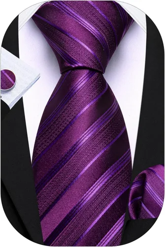 Miniatura 184 de Barry.Wang Juego de corbatas para hombre, corbata de seda a rayas, tejido a cuadros, gemelos formales, negocios, boda