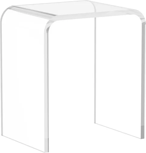 Mesa auxiliar acrílica en forma de U, 16 pulgadas de largo x 12 pulgadas de ancho x 18 pulgadas de alto x 3/5 pulgadas de grosor, mesita de noche