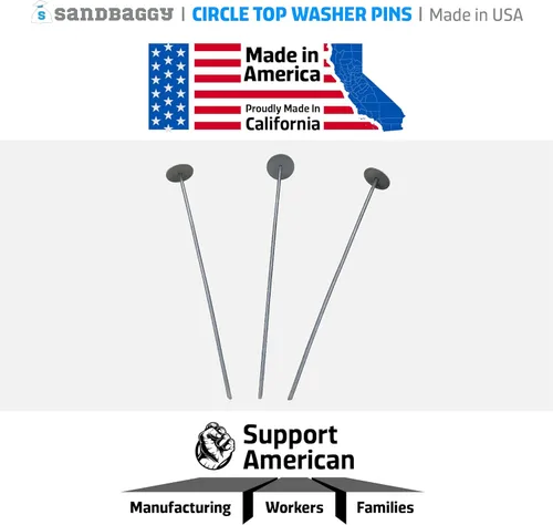Miniatura 6 de Sandbaggy Pasadores superiores circulares de 12 pulgadas, fabricados en Estados Unidos, acero de calibre 6 de grado industrial, ideal para suelos
