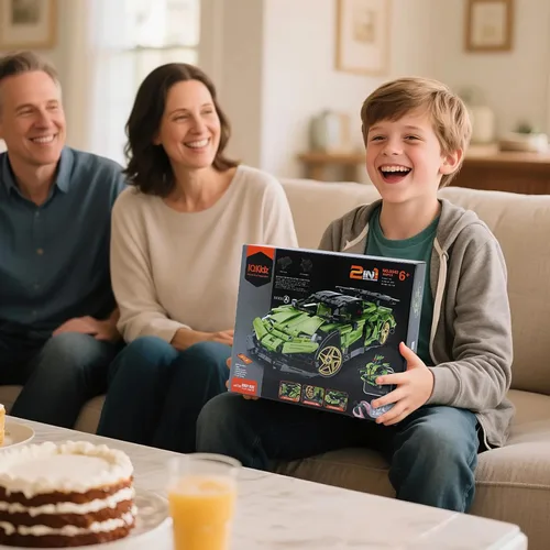 Miniatura 5 de IQKidz Kit de bloques de construcción STEM para niños - Auto de carreras con control remoto y robot de juguete 2 en 1, gran regalo para niños