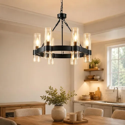 Miniatura 9 de Candelabros Lineales Dorados para Comedor, Candelabro Rectangular de 54" con Vidrio, Candelabros Modernos de 16 Luces Sobre Mesa, Candelabro