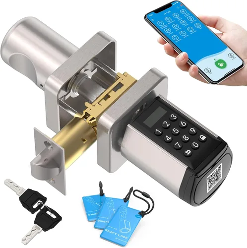 WELOCK Cerradura Inteligente WiFi para Puerta, Perilla de Entrada sin Llave 5 en 1 con Seguridad de Bloqueo Automático, Control de Aplicación