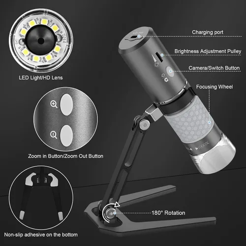 Miniatura 7 de Cámara de Microscopio Digital Inalámbrico Wi-Fi 4K HD Magnificador, Compatible con iPhone, iPad, Teléfonos Android y PC