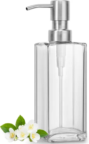 Miniatura 9 de Dispensador de jabón de vidrio ámbar GMISUN, dispensador de jabón de manos con bomba de acero inoxidable para baño, dispensadores de cocina