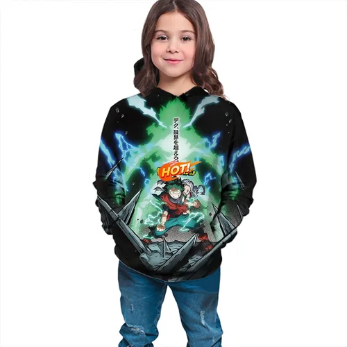 Miniatura 4 de Eohagv Sudadera con capucha de anime con estampado 3D, sudadera con capucha para cosplay, chaqueta con capucha para niñosniñas