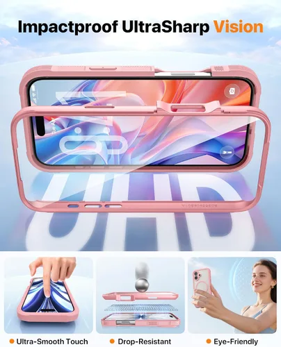 Miniatura 402 de Diaclara Funda diseñada para iPhone 16, mejorada [protección completa de la cámara], carcasa resistente de cuerpo completo con protector de pantalla