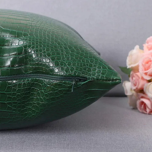Miniatura 7 de Artscope Fundas de almohada para sofá, decoración del hogar, cocodrilo teñido liso, piel sintética, ambos lados, 20 x 20 pulgadas, 19.7 x 19.7 in