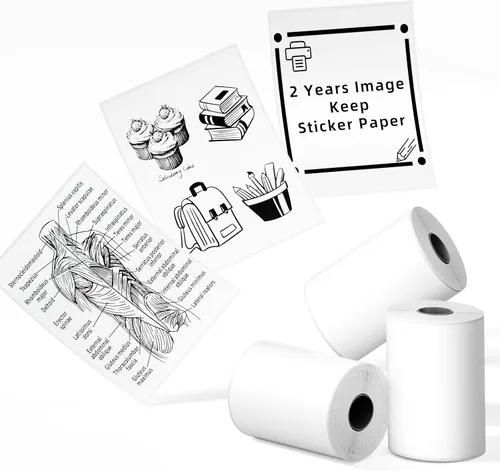 Miniatura 13 de Phomemo Papel adhesivo blanco - para mini impresora Phomemo T02/T02Pro/Q02E/M02X/Y02C/Q02, para notas de estudio, fotos, bricolaje, calcomanías