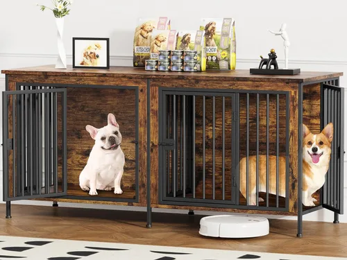 Miniatura 20 de EasyCom Mueble de jaula para perros para 1 o 2 perros, jaulas resistentes para perros individuales/dobles para perros pequeños, medianos y grandes