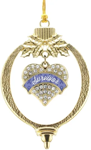 Miniatura 260 de Inspired Silver - Twin #1 - Adorno de Navidad dorado - Adorno de árbol de Navidad con dije de corazón con circonita cúbica - Decoración colgante