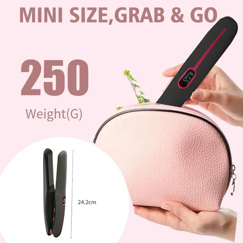 Miniatura 2 de Alisador y rizador de pelo inalámbrico 2 en 1, plancha plana portátil inalámbrica para viajes, batería recargable USB-C de 4800 mAh, calentamiento