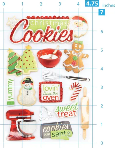 Miniatura 4 de Paper House Productions Die-Cut Dimensional & Glitter Accent Scrapbook Sticker Sheet - Christmas Cookies, 3-Pack
