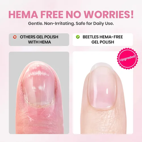 Miniatura 4 de Beetles - Kit de uñas de gel rosa sin HEMA de 0.3 onzas líquidas con luz UV, 5 piezas de esmalte de gel de burbujas rosa claro, kit de manicura