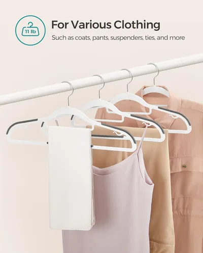 Miniatura 7 de SONGMICS UCRP020W02 - Paquete de 50 perchas de plástico resistente, perchas para ropa, color blanco y gris oscuro Blanco + gris oscuro