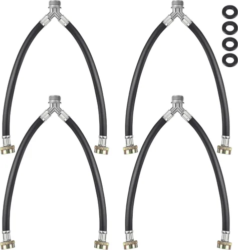 Miniatura 8 de Dreyoo Manguera de goma en Y para lavadora, accesorios de latón de 3/4 pulgadas, 1 pie (12 pulgadas) de longitud, suministro de agua caliente y Negro