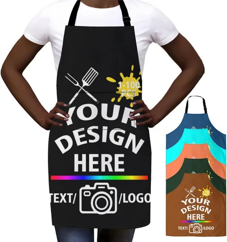 Miniatura 18 de Delantal personalizado para mujeres y hombres, diseña tu divertido texto, logotipo, imagen, delantales de cocina, 1-100 piezas, chef personalizado
