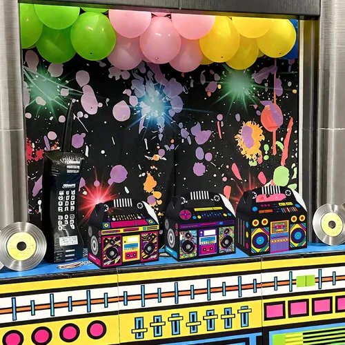 Miniatura 6 de umoni Suministros de fiesta de los años 80 y 90, cajas de recuerdo Boombox, decoraciones de fiesta de cumpleaños, 12 cajas de regalo de fiesta