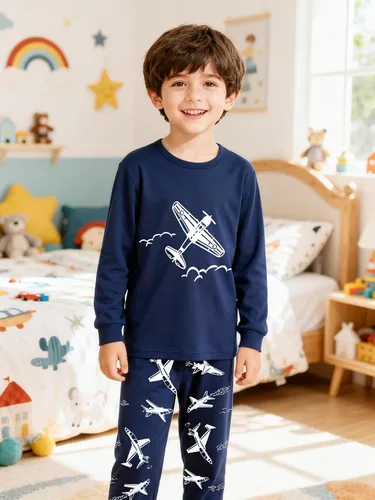 Miniatura 17 de Little Hand Pijamas para niños pequeños, Monster Truck 100% algodón, dinosaurio para niños, 2 piezas, ropa de dormir, conjuntos de ropa de dormir