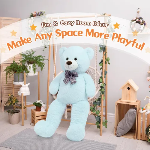 Miniatura 5 de MorisMos Oso de peluche gigante, regalo de oso gigante suave para niñas, novia en San Valentín, Navidad, cumpleaños, 47 pulgadas, azul Azul claro