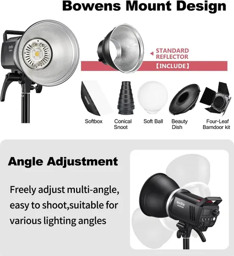 Miniatura 4 de GODOX MS300V - Kit de luz de fotografía flash de estudio, 2.4G 300W Bowens Mount Strobe Flash Kit de iluminación con soporte de luz, caja de luz