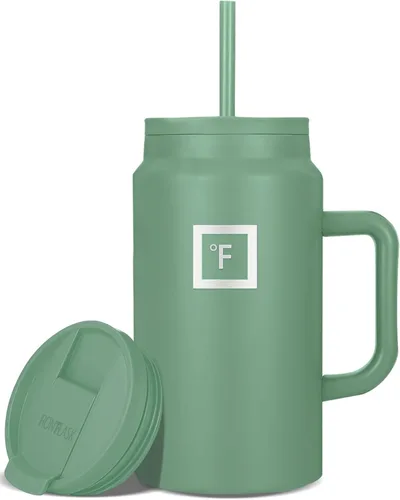 Miniatura 31 de IRON °FLASK Co-Pilot - Vaso aislante de 40 onzas con pajita y tapas abatibles - Botella con portavasos para bebidas frías o calientes - A prueba