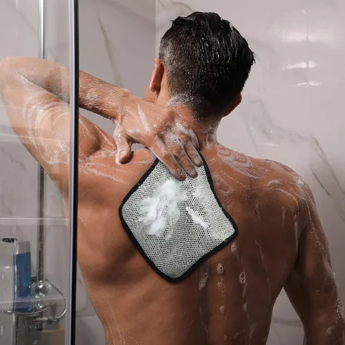 Miniatura 2 de Juexica 8 paños exfoliantes para hombre, paño rústico de doble cara de baño de 9.8 x 9.8 pulgadas, toalla de ducha exfoliante para cuerpo y cara