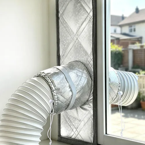 Miniatura 13 de Kit de ventana de aire acondicionado portátil resistente de 40 pulgadas, protector térmico de papel de aluminio reflectante, 100% opaco e