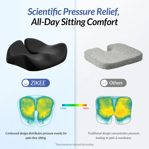 Miniatura 5 de ZIKEE Pioneering Cojín de gel para sentarse sin congestión, cojín ergonómico de espuma viscoelástica para silla de oficina para ciática, espalda