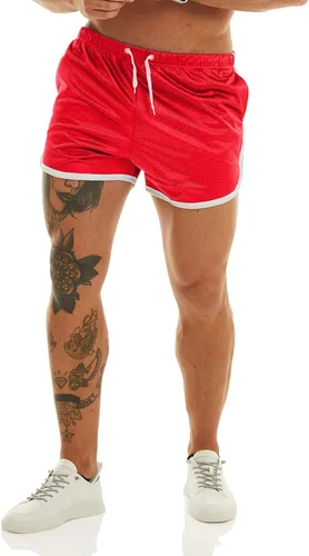 Miniatura 6 de Ouber Pantalones cortos ajustados para hombre, culturismo, entrenamiento, gimnasio, correr, pantalones cortos de levantamiento ajustados