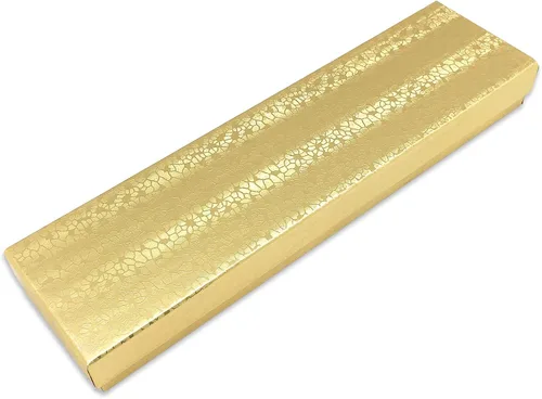 Miniatura 2 de TheDisplayGuys - Paquete de 25 Cajas de Regalo de Papel Cartón Kraft #82/Estuches para Joyas con Relleno de Algodón y Tapa - Lámina Dorada