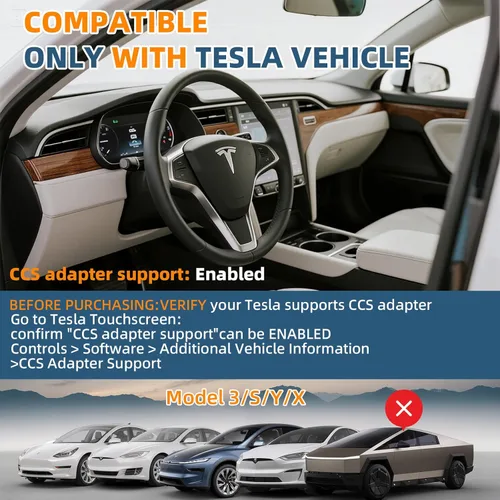 Miniatura 3 de 2025 Adaptador Supercargador Tesla Pro 2-en-1 CCS1 y J1772 a NACS 250kW de Carga Ultra Rápida Compatible con Todos los Modelos Tesla (Y/3/S/X)