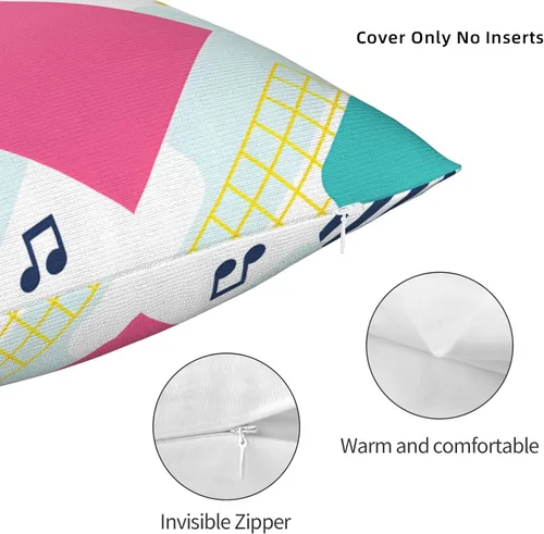 Miniatura 3 de Retro Musical Notes. Geometric Shapes Pillow Covers20 X20 Super Soft Plush Pillowcases for Home Decor