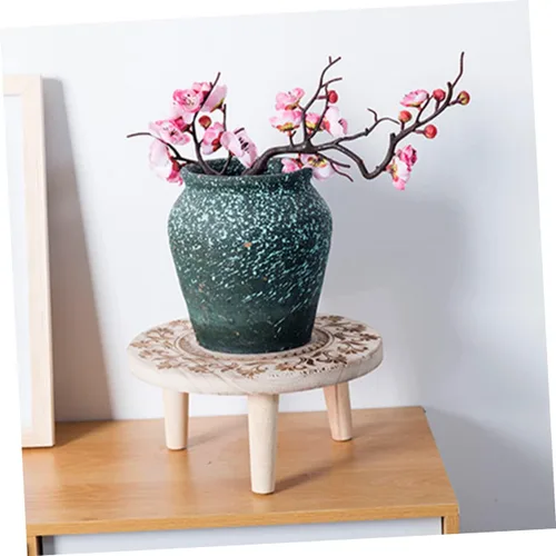 Miniatura 4 de OSALADI Pequeño soporte de madera para plantas suculentas de interior, pedestal de madera, taburete de madera pequeño, soporte para macetas, soporte